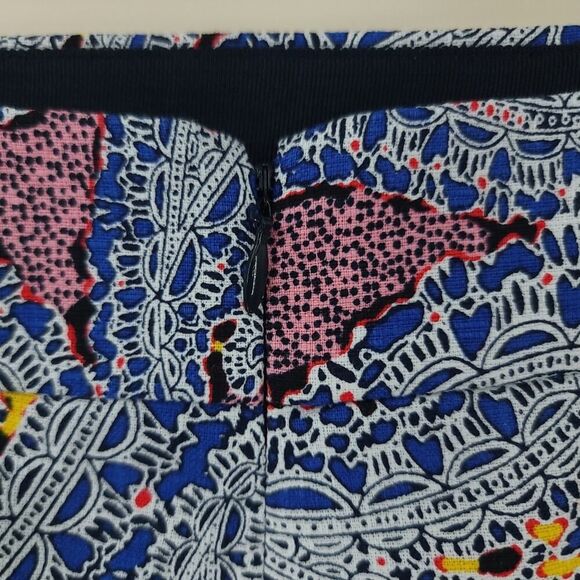 J. Crew Red Blue Paisley Pencil Skirt Lined Midi Size 8 - Picture 7 of 7